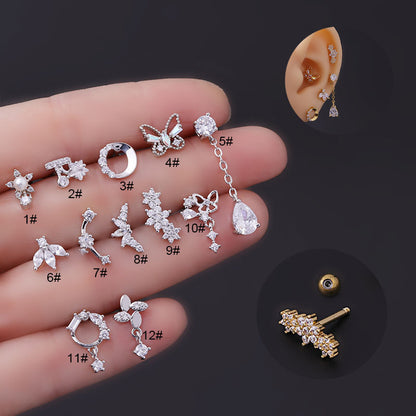 Fashion Flower Plating Metal Ear Studs