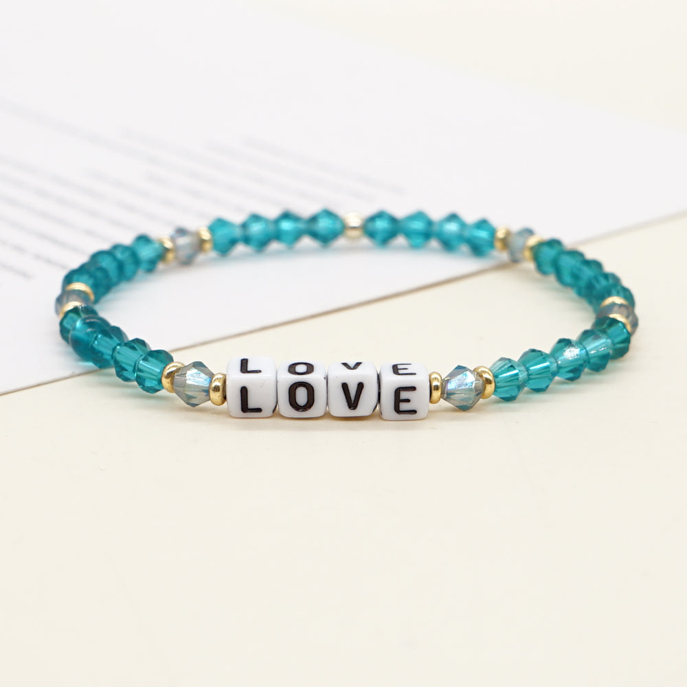 Casual Classic Style Shiny Letter Arylic Artificial Crystal Beaded Women's Bracelets