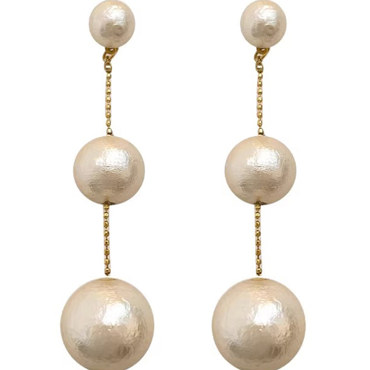 1 Pair Simple Style Solid Color Plating Cotton Pearl Gold Plated Drop Earrings