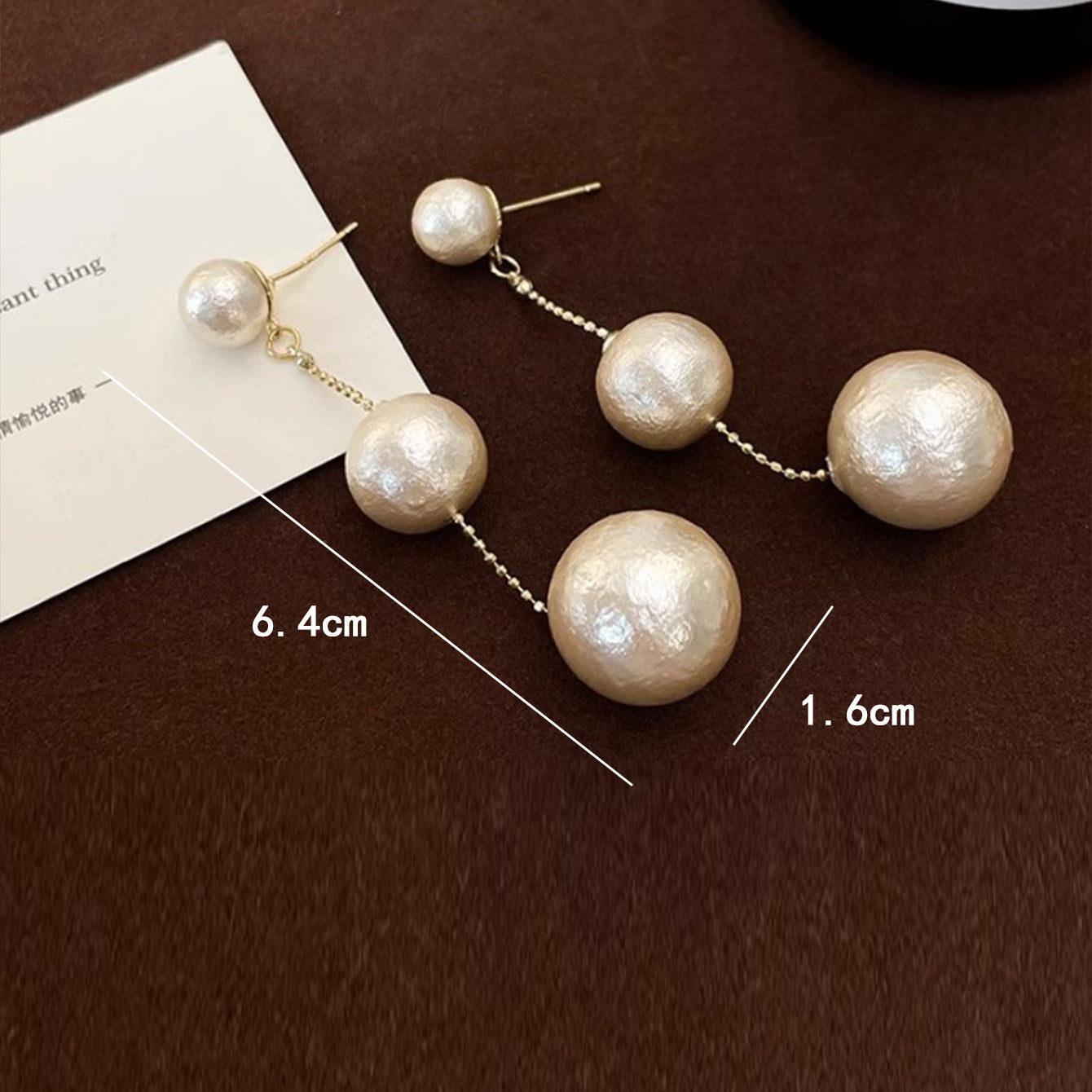 1 Pair Simple Style Solid Color Plating Cotton Pearl Gold Plated Drop Earrings