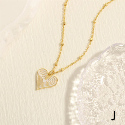 Simple Style Heart Shape Copper Enamel Plating 18k Gold Plated Pendant Necklace