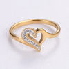 Elegant Romantic Heart Shape Stainless Steel Plating Inlay Rhinestones 18k Gold Plated Rose Gold Plated Rings