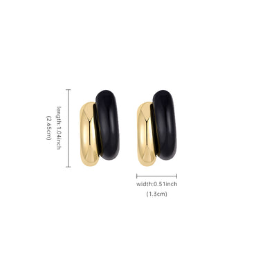 1 Pair Simple Style Commute Color Block Patchwork Copper Ear Studs