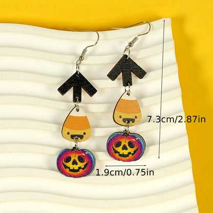 1 Pair Casual Streetwear Pumpkin Letter Wood Drop Earrings