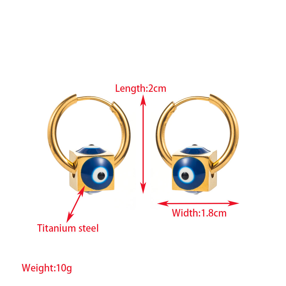 1 Pair Elegant Round Square Heart Shape Inlay Titanium Steel Rhinestones Gold Plated Drop Earrings