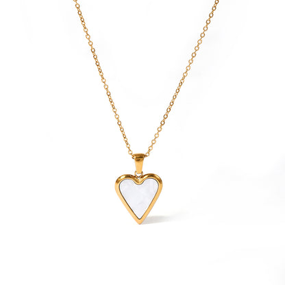 Wholesale Casual Cute Classic Style Heart Shape Butterfly Stainless Steel Plating 18k Gold Plated Pendant Necklace