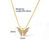 Wholesale Casual Cute Classic Style Heart Shape Butterfly Stainless Steel Plating 18k Gold Plated Pendant Necklace