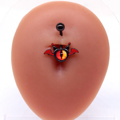 Hip-hop Exaggerated Funny Eye Alloy Resin Epoxy Plating White Gold Plated Belly Ring