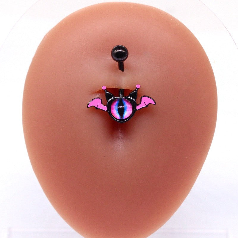 Hip-hop Exaggerated Funny Eye Alloy Resin Epoxy Plating White Gold Plated Belly Ring