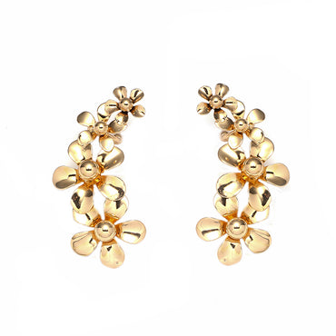 1 Pair Business Hip-hop Flower Plating Alloy Gold Plated Ear Studs