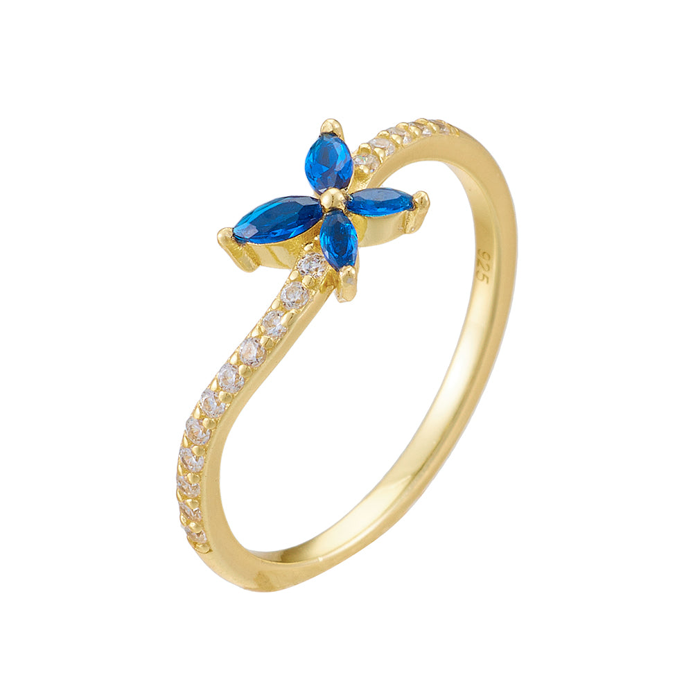 Simple Style Butterfly Sterling Silver Plating Inlay Zircon 14k Gold Plated Rhodium Plated Rings