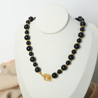 Hip-hop Color Block Agate 18k Gold Plated Necklace In Bulk