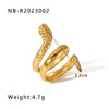 Hip-hop Exaggerated Cool Style Snake Stainless Steel Plating 18k Gold Plated Open Rings