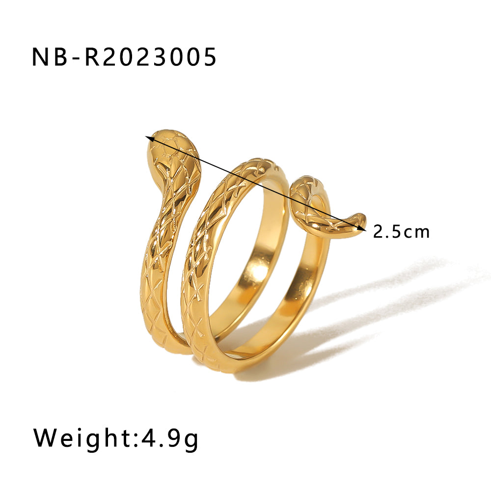 Hip-hop Exaggerated Cool Style Snake Stainless Steel Plating 18k Gold Plated Open Rings