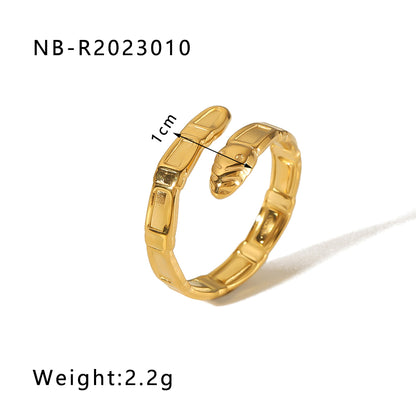 Hip-hop Exaggerated Cool Style Snake Stainless Steel Plating 18k Gold Plated Open Rings