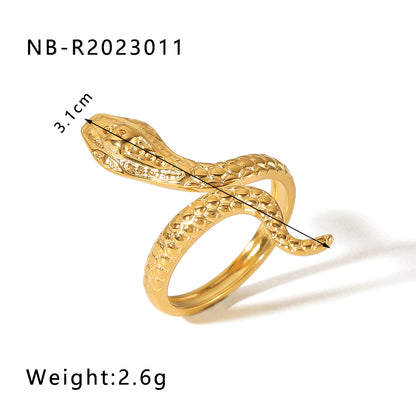 Hip-hop Exaggerated Cool Style Snake Stainless Steel Plating 18k Gold Plated Open Rings