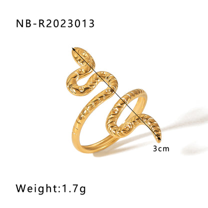 Hip-hop Exaggerated Cool Style Snake Stainless Steel Plating 18k Gold Plated Open Rings