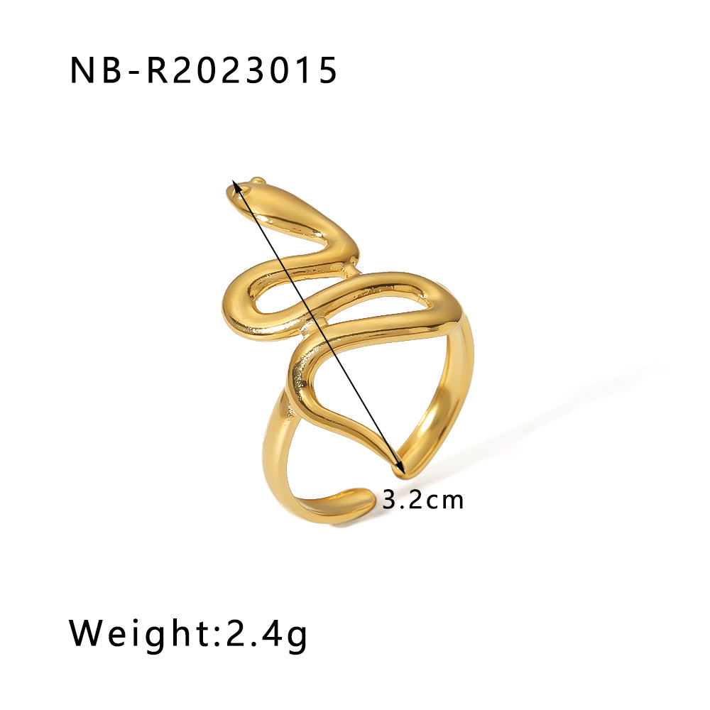 Hip-hop Exaggerated Cool Style Snake Stainless Steel Plating 18k Gold Plated Open Rings