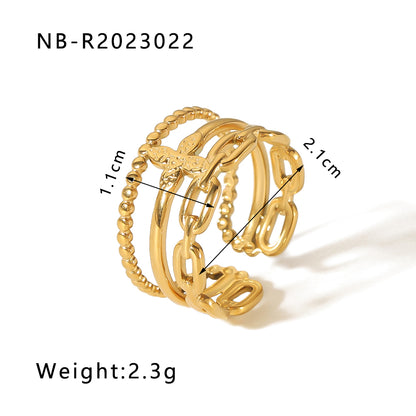 Ig Style Basic Simple Style Four Leaf Clover Heart Shape Flower Stainless Steel Plating 18k Gold Plated Open Rings