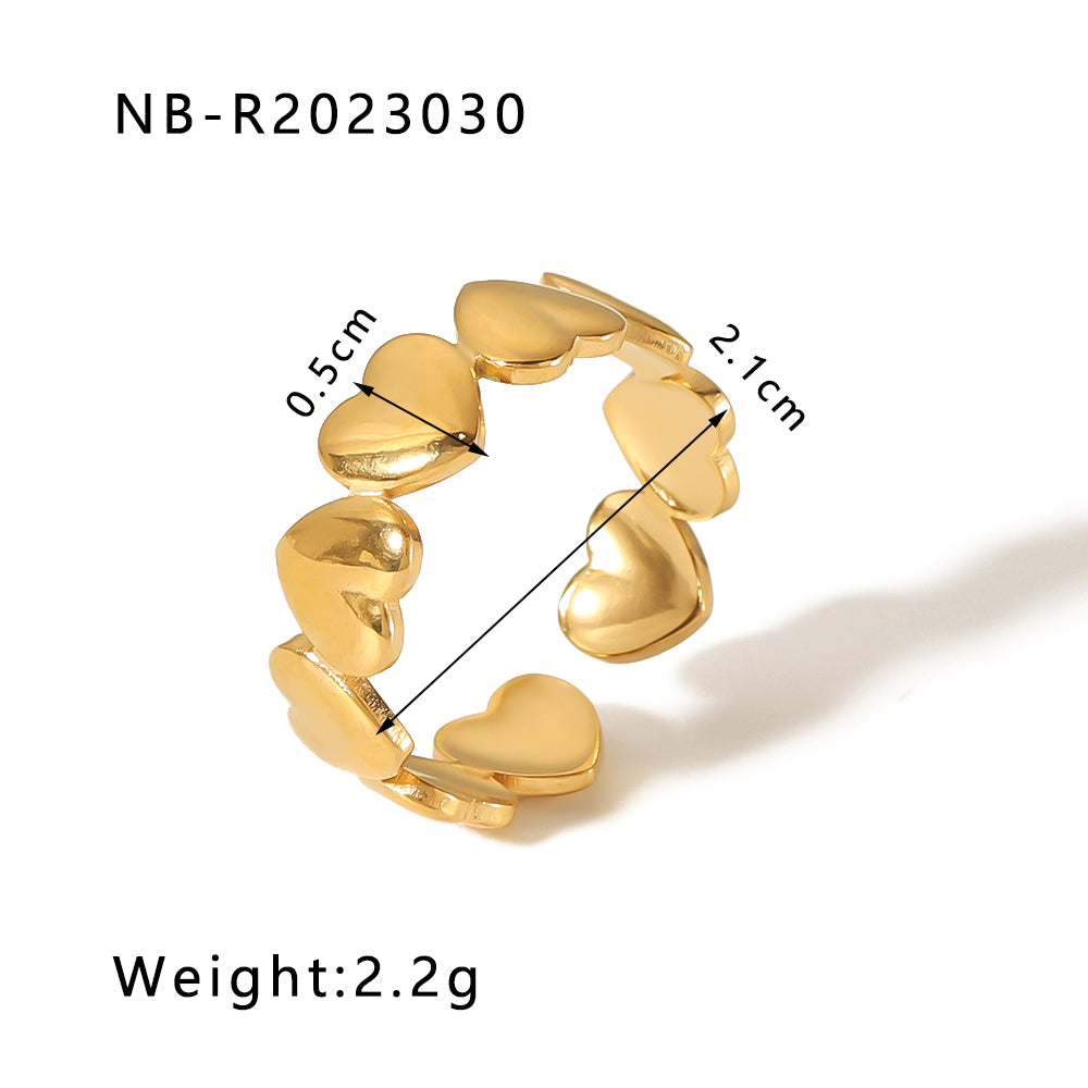 Ig Style Basic Simple Style Four Leaf Clover Heart Shape Flower Stainless Steel Plating 18k Gold Plated Open Rings