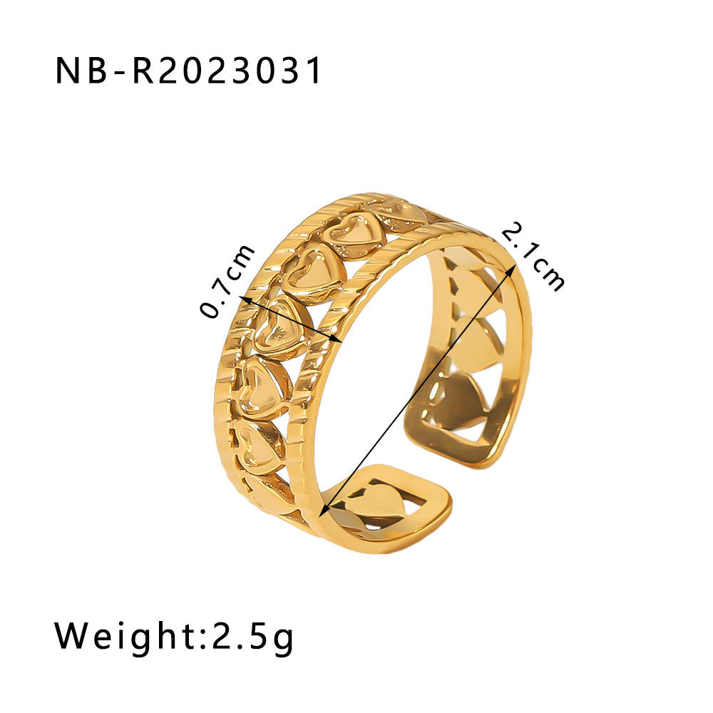 Ig Style Basic Simple Style Four Leaf Clover Heart Shape Flower Stainless Steel Plating 18k Gold Plated Open Rings