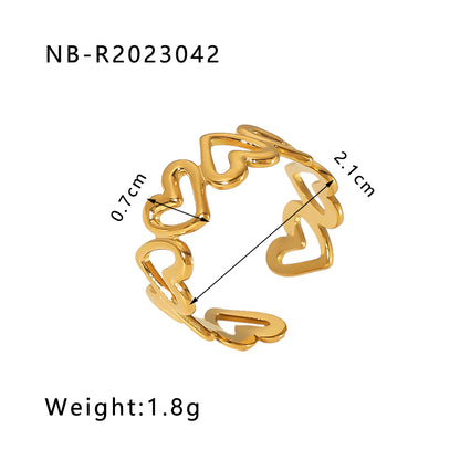 Ig Style Basic Simple Style Four Leaf Clover Heart Shape Flower Stainless Steel Plating 18k Gold Plated Open Rings