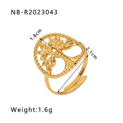 Ig Style Basic Simple Style Four Leaf Clover Heart Shape Flower Stainless Steel Plating 18k Gold Plated Open Rings