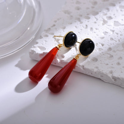 1 Pair Retro Water Droplets Plating Copper Gold Plated Drop Earrings