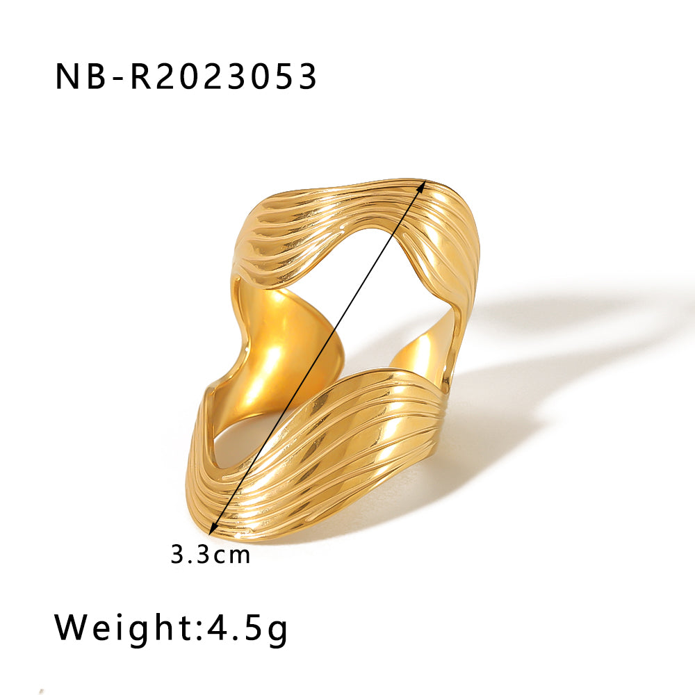 Ig Style Basic Simple Style Tree Symbol Lingge Stainless Steel Plating 18k Gold Plated Open Rings