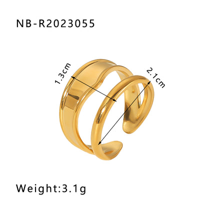 Ig Style Basic Simple Style Tree Symbol Lingge Stainless Steel Plating 18k Gold Plated Open Rings