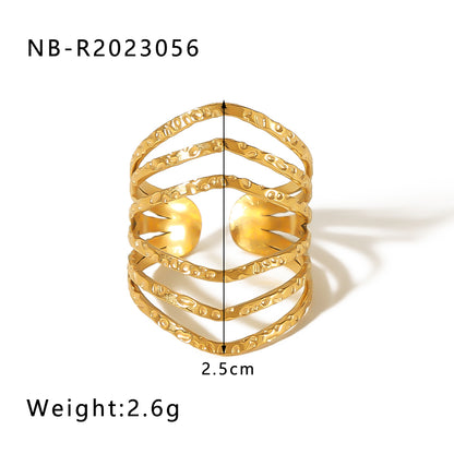 Ig Style Basic Simple Style Tree Symbol Lingge Stainless Steel Plating 18k Gold Plated Open Rings