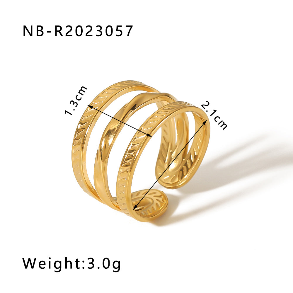 Ig Style Basic Simple Style Tree Symbol Lingge Stainless Steel Plating 18k Gold Plated Open Rings