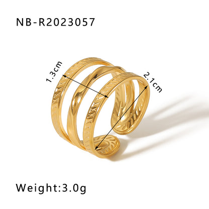 Ig Style Basic Simple Style Tree Symbol Lingge Stainless Steel Plating 18k Gold Plated Open Rings