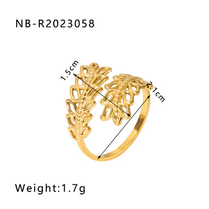 Ig Style Basic Simple Style Tree Symbol Lingge Stainless Steel Plating 18k Gold Plated Open Rings