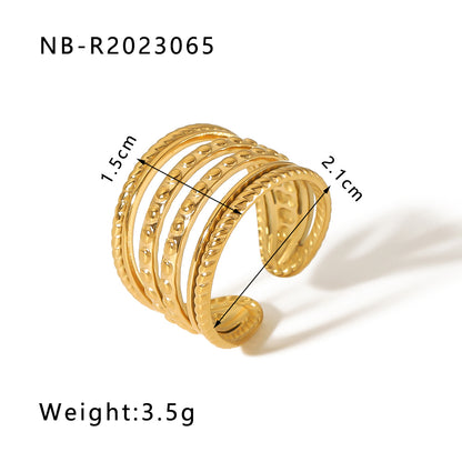 Ig Style Basic Simple Style Tree Symbol Lingge Stainless Steel Plating 18k Gold Plated Open Rings