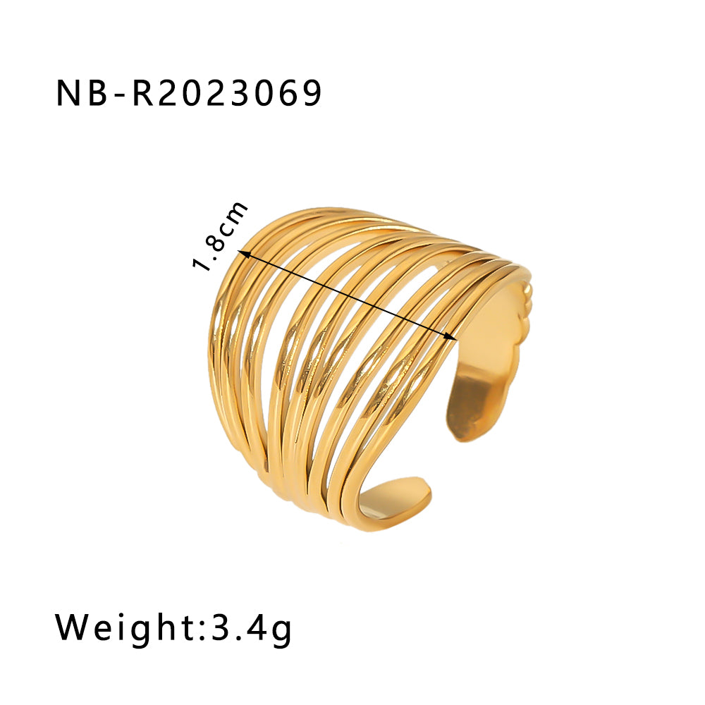 Ig Style Basic Simple Style Tree Symbol Lingge Stainless Steel Plating 18k Gold Plated Open Rings