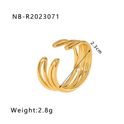 Ig Style Basic Simple Style Tree Symbol Lingge Stainless Steel Plating 18k Gold Plated Open Rings