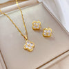 Simple Style Rhombus Bow Knot Copper Plating Inlay Zircon Jewelry Set