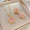 Simple Style Rhombus Bow Knot Copper Plating Inlay Zircon Jewelry Set