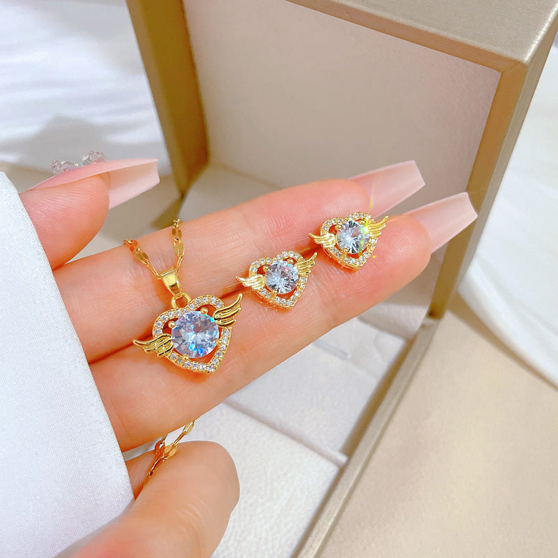 Simple Style Rhombus Bow Knot Copper Plating Inlay Zircon Jewelry Set