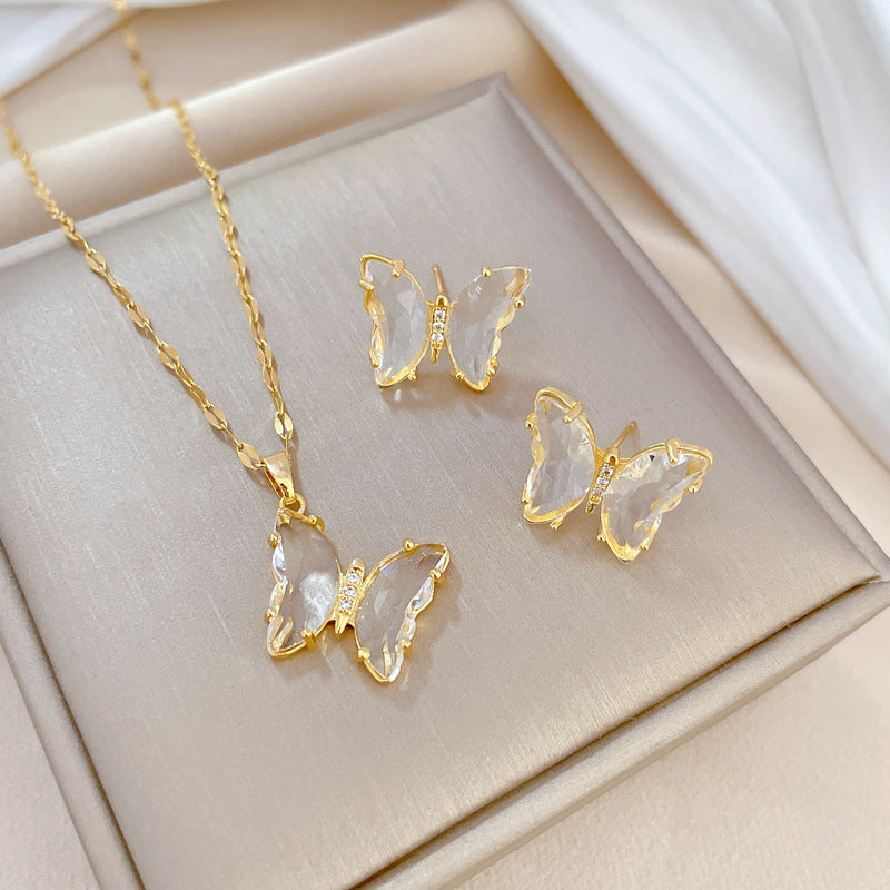 Simple Style Rhombus Bow Knot Copper Plating Inlay Zircon Jewelry Set