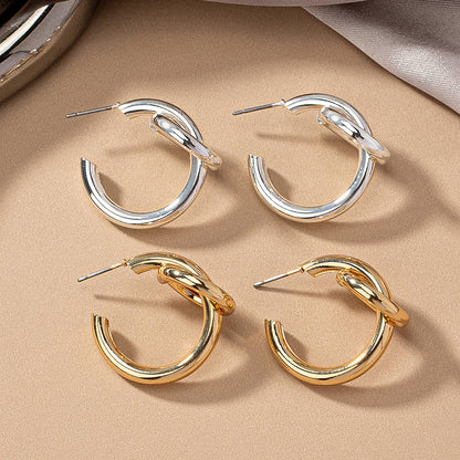 1 Pair Classic Style Circle Solid Color Plating Ferroalloy 14k Gold Plated Silver Plated Ear Studs