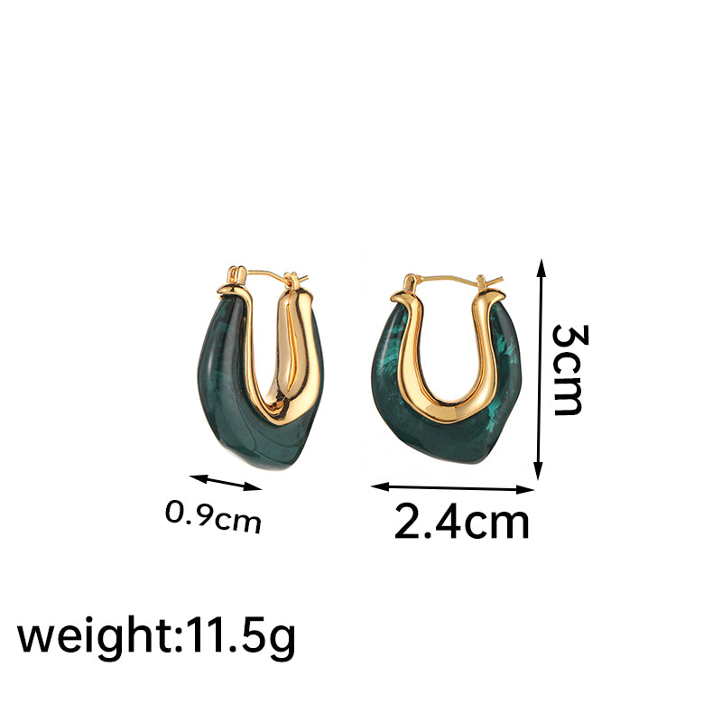 1 Pair Elegant Lady U Shape Plating Resin Copper 18k Gold Plated Earrings