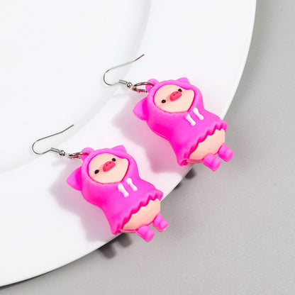 1 Pair Cartoon Style Color Block Patchwork Silica Gel Drop Earrings