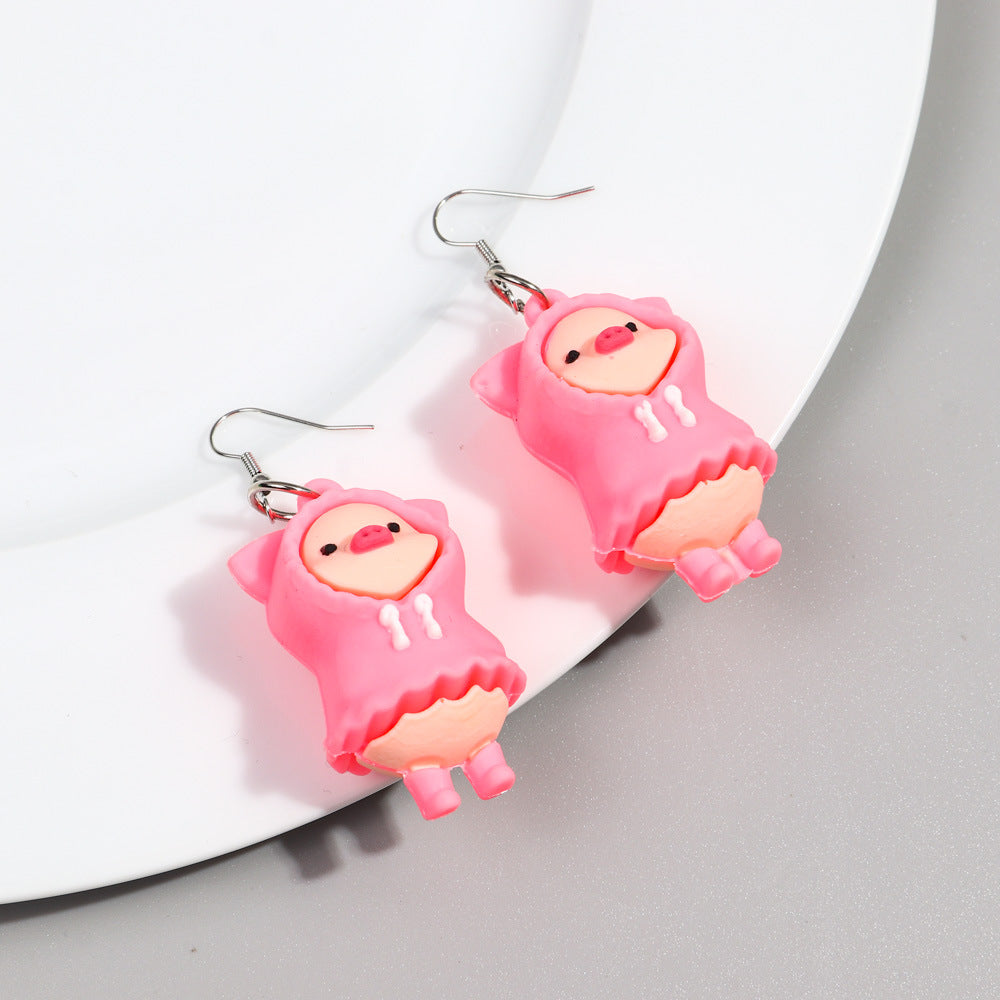 1 Pair Cartoon Style Color Block Patchwork Silica Gel Drop Earrings