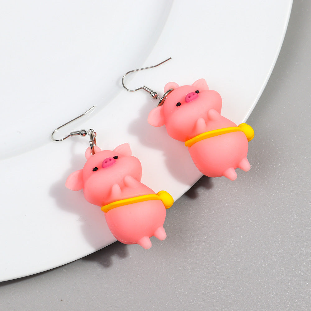 1 Pair Cartoon Style Color Block Patchwork Silica Gel Drop Earrings