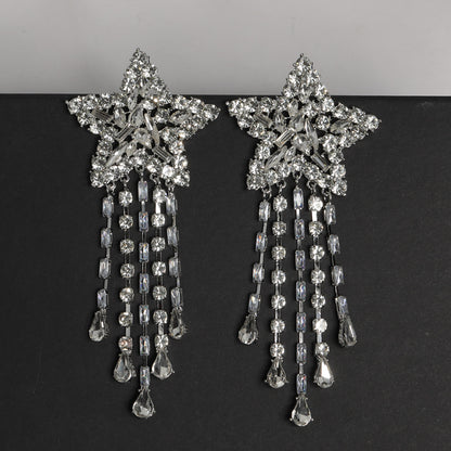 1 Pair Simple Style Star Plating Inlay Alloy Rhinestones Drop Earrings