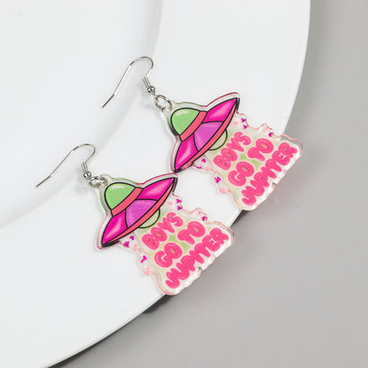 1 Pair Classic Style Letter Printing Arylic Drop Earrings