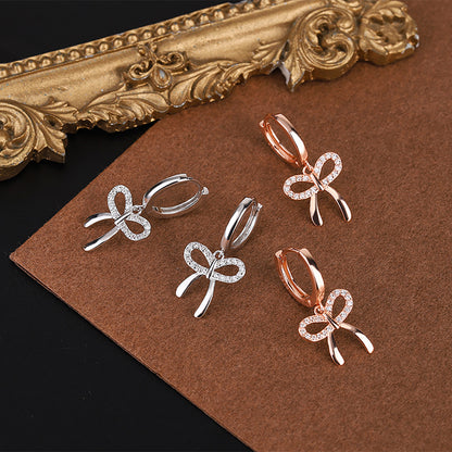 1 Pair Elegant Simple Style Butterfly Inlay Sterling Silver Zircon Drop Earrings