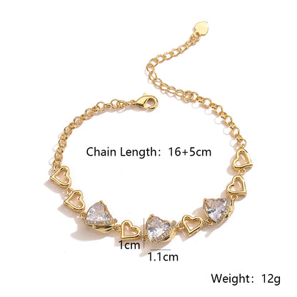 Simple Style Solid Color Copper Plating Inlay Zircon 18k Gold Plated Bracelets